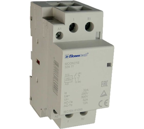 Контактор модульный ELCOMTECH MCON21B-32-11-230AC 32A 1NO 1NC 230VAC 2х модуль УТ-00038998