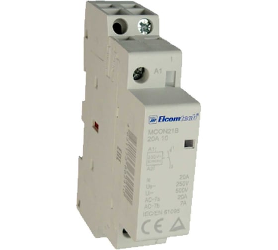Контактор модульный MCON21B-20-10-230AC, Контакторы 20A 1NO 0NC 230VAC 1х модуль ELCOMTECH УТ-00038990