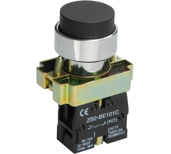 Кнопка управления IEK LAY5-BL21 без подсветки черная 1NO BBT70-BL-K02 1