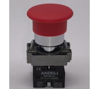 Кнопка ANDELI XB2-BS545 Грибок красный Стоп 1НО+1НЗ с фиксацией ADL10-374