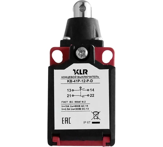 Выключатель концевой KLR KB-41P-12-P-D 1NO/1NC Snap action/10A/600VAC/M16 8800238