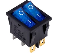 Выключатель клавишный SMARTBUY двойной 250V 16А (6с) ON-OFF синий с подсветкой SBE-16-S33bl