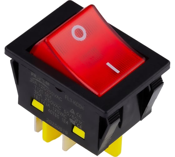 Выключатель клавишный SMARTBUY 250В 32А (4с) ON-OFF красный с подсветкой SBE-32-S31r