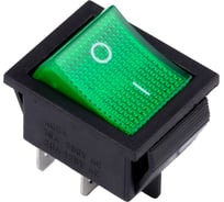 Выключатель клавишный SMARTBUY 250В 16А (4с) ON-OFF зеленый с подсветкой SBE-16-S31g