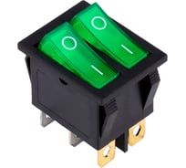 Выключатель клавишный SMARTBUY двойной 250V 16А (6с) ON-OFF зеленый с подсветкой SBE-16-S33g