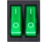 Выключатель клавишный SMARTBUY двойной 250V 16А (6с) ON-OFF зеленый с подсветкой SBE-16-S33g 2