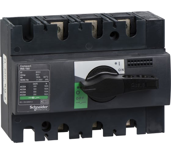 Выключатель-разъединитель Systeme Electric Interpact INS/INV 3P 160А рукоятка спереди SE 28912 1