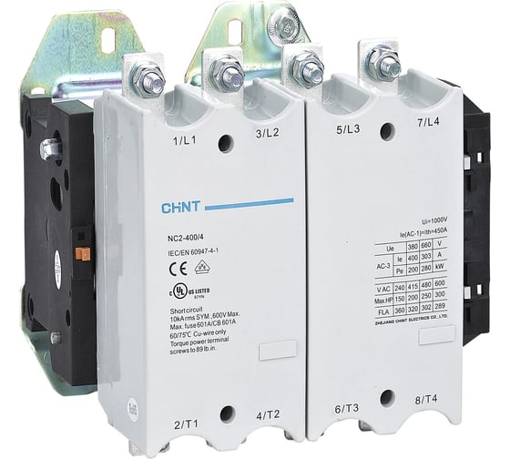 Контактор CHINT NC2-400/4 400А 380В/АС3 50Гц (R) 236212