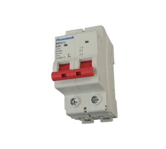 Выключатель модульный ELCOMTECH MD21J-2T63AC Выключатель нагрузки 2P 63A 2х модуль УТ-00039010