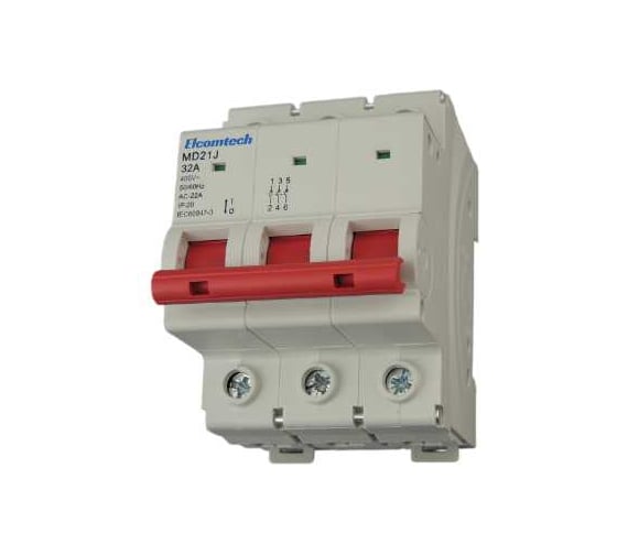Выключатель модульный ELCOMTECH MD21J-3T32AC Выключатель нагрузки 3P 32A 3х модуль УТ-00039011