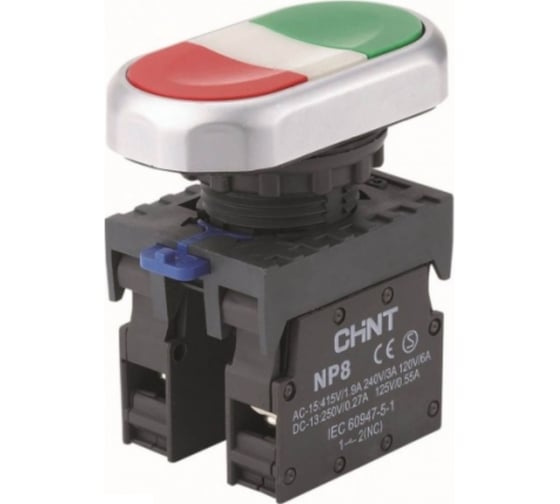 Кнопка двойная CHINT NP8-11S 1НО+1НЗ IP65 (R) (уп. 9 шт.) 667178
