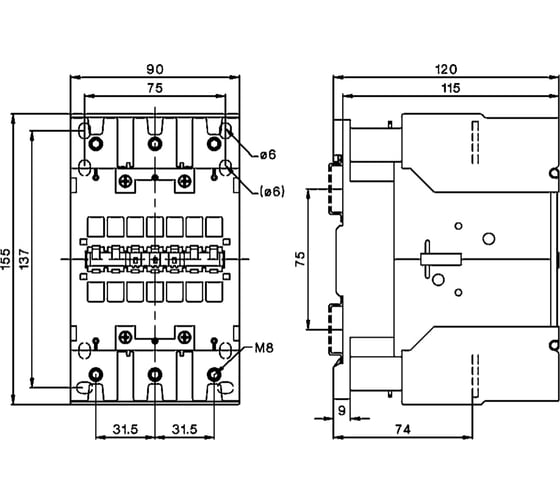 Трехполюсный контактор Benedict K3-115A00 230 PN38799