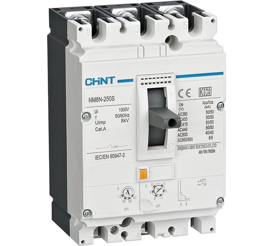 Автоматический выключатель защиты двигателя CHINT NM8N-250H M 160А 100кА 3P (R) 271440