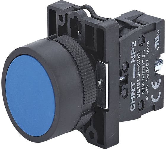 Кнопка управления CHINT NP2-EA62 без подсветки синяя 1НЗ, IP40 (R) (уп. 10 шт.) 575557