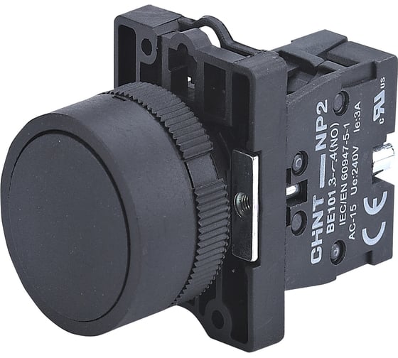 Кнопка управления CHINT NP2-EA22 без подсветки черная 1НЗ, IP40 (R) (уп. 10 шт.) 574624