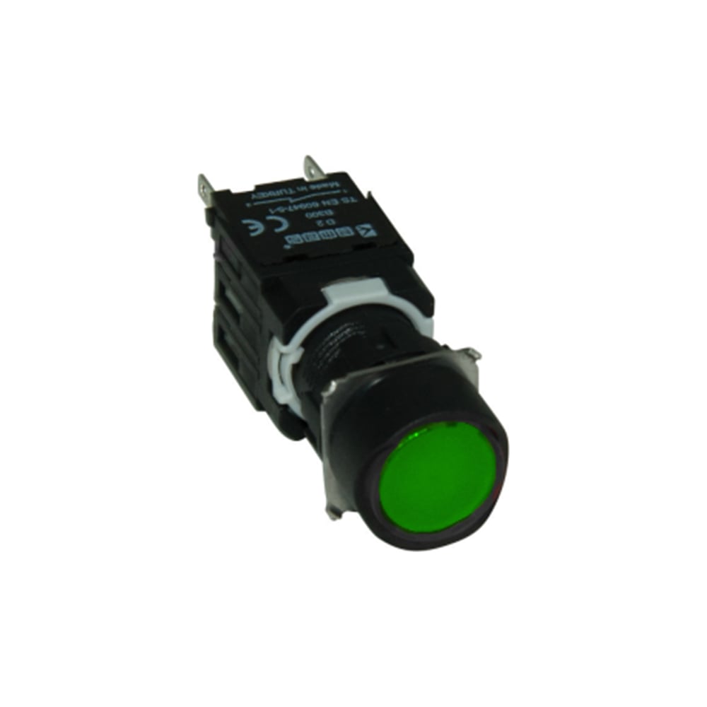 Нажимная кнопка Emas, возвратная, круглая, зеленая 2НО D101YDY ...