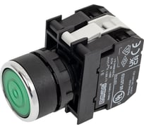 Кнопка с фиксацией и светодиодной подсветкой Emas зеленая 2НО B191FY