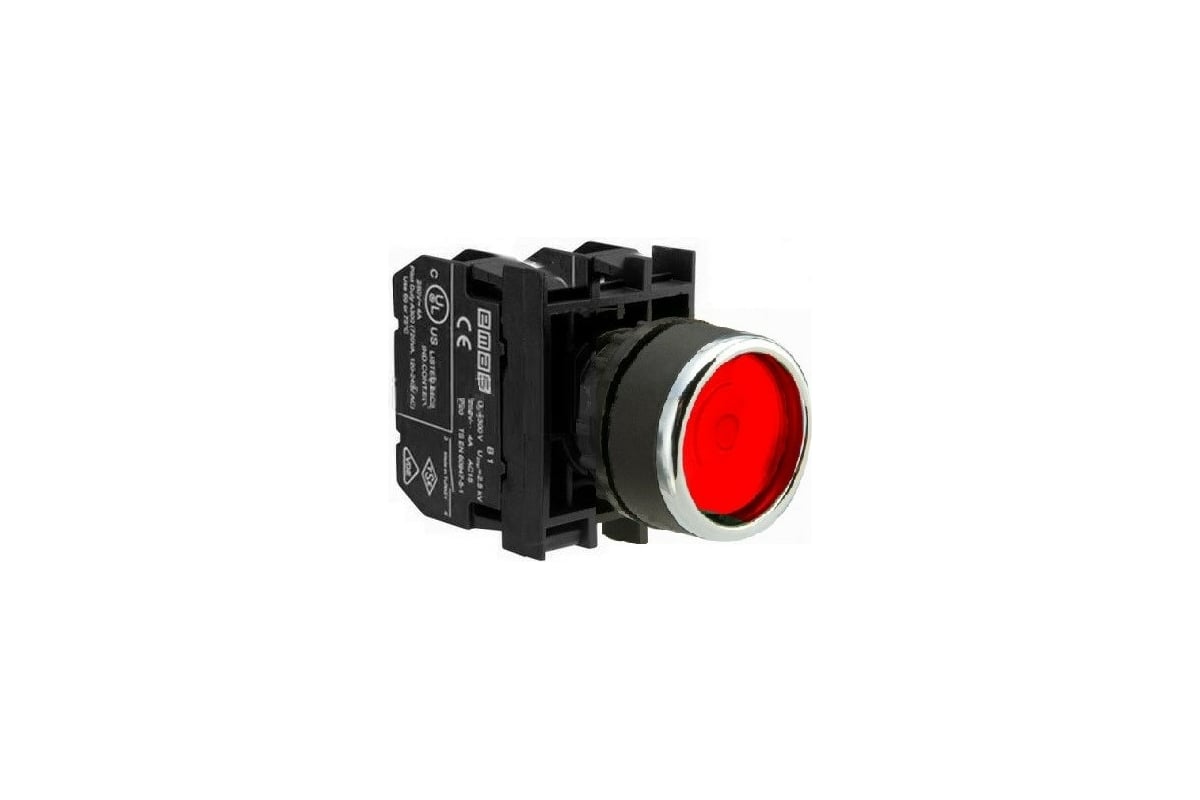 Кнопка с фиксацией и светодиодной подсветкой Emas красная B1K2FK ...