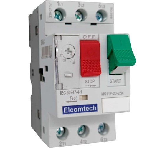 Мотор-автомат модульный ELCOMTECH MS11F-20-25K автомат защиты двигателя 20-25A 2х модуль УТ-00026452 1