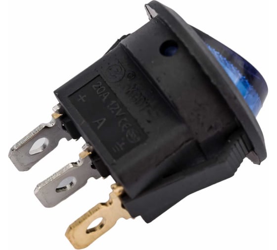 Круглая клавиша Nord-Yada 12V 20А синяя с подсветкой (3контакта) ON-OFF (2шт в упаковке) 905480