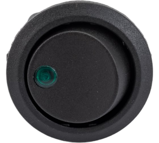 Круглая клавиша Nord-Yada 12V 20А черная с зеленой LED подсветкой (3контакта) ON-OFF (2шт в упаковке) 905475
