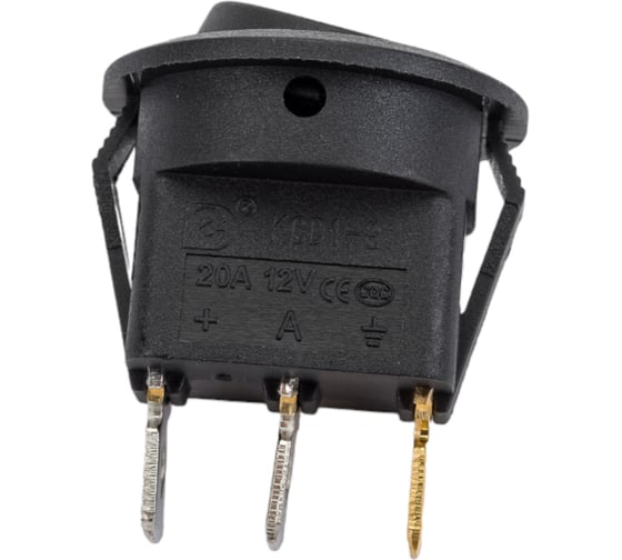 Круглая клавиша Nord-Yada 12V 20А черная с зеленой LED подсветкой (3контакта) ON-OFF (2шт в упаковке) 905475