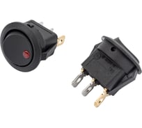 Круглая клавиша Nord-Yada 12V 20А черная с красной LED подсветкой (3контакта) ON-OFF (2шт в упаковке) 905476