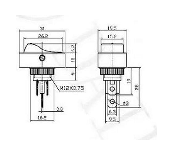 Овальная клавиша Nord-Yada 12V 20А с синей LED подсветкой (3контакта) ON-OFF (2шт в упаковке) 905933
