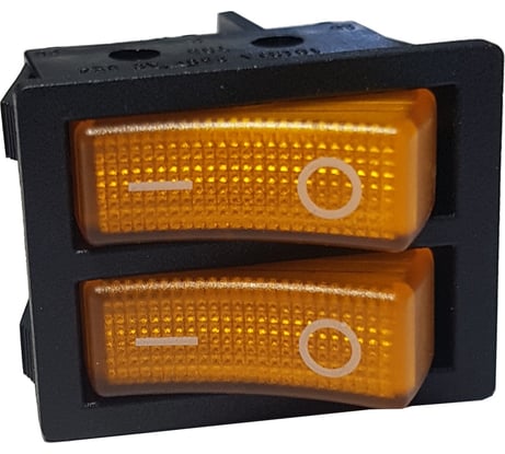 Двойная клавиша Nord-Yada 250V 16А желтая с подсветкой (6контактов) ON-OFF (2шт в упаковке) 905446