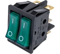 Двойная клавиша Nord-Yada 250V 16А зеленая с подсветкой (6контактов) ON- OFF 905447