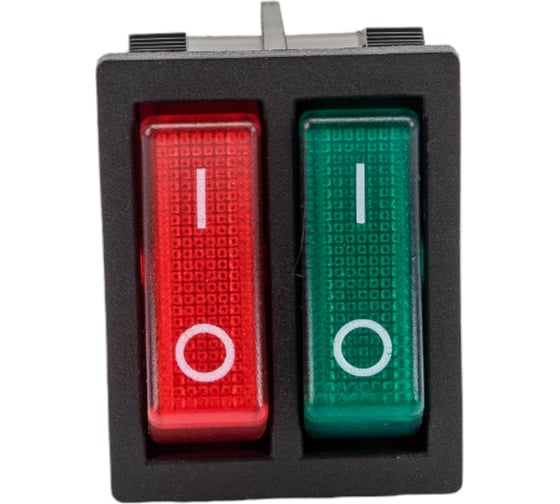 Двойная клавиша Nord-Yada 250V 16А красная/зеленая с подсветкой (6контактов) ON-OFF (2шт в упаковке) 905449