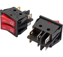 Двойная клавиша Nord-Yada 250V 16А красная с подсветкой (6контактов) ON- OFF 905448