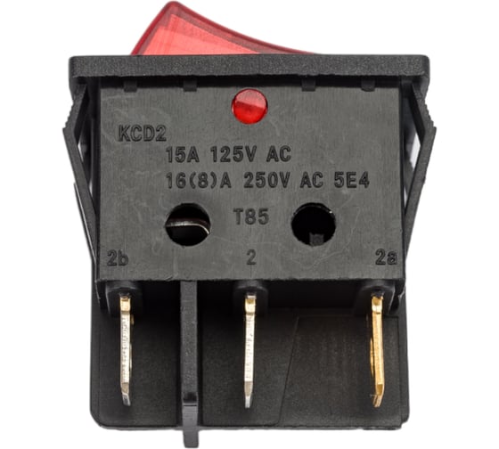 Двойная клавиша Nord-Yada 250V 16А красная с подсветкой (6контактов) ON- OFF 905448