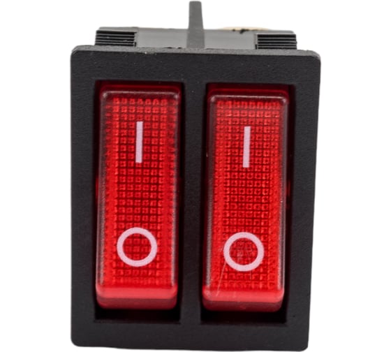 Двойная клавиша Nord-Yada 250V 16А красная с подсветкой (6контактов) ON- OFF 905448