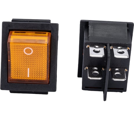 Клавиша Nord-Yada 250V 16А желтая с подсветкой (4контакта) ON-OFF (2шт в упаковке) 905458