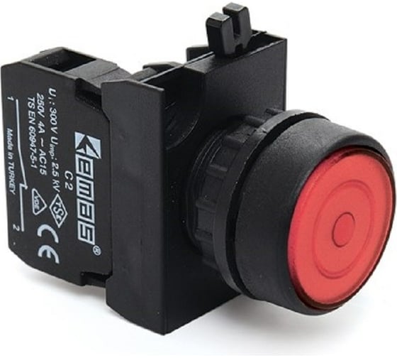 Нажимная кнопка Emas круглая, красная с фиксацией CP200FK 1