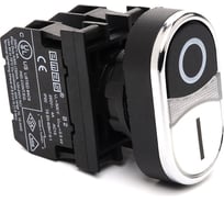 Сдвоенная кнопка Emas черно-белая с подсветкой неон 1НО+1НЗ B132K20HB