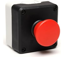 Пост Emas черно-серый с красной кнопкой Грибок без фиксации 1НО+1НЗ P1C304MK