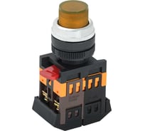 Кнопка GENERICA ABLFP-22 желтый d22мм неон/240В NO+NC BBT20-ABLFP-K05