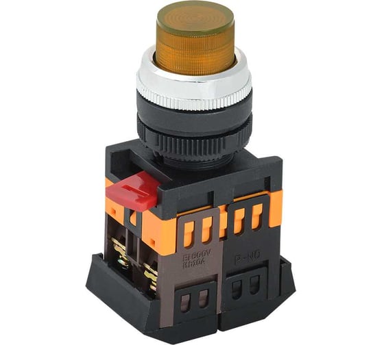 Кнопка GENERICA ABLFP-22 желтый d22мм неон/240В NO+NC BBT20-ABLFP-K05