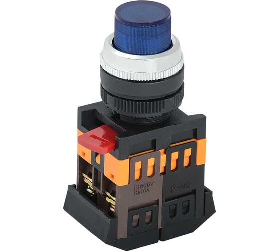 Кнопка GENERICA ABLFP-22 синий d22мм неон/240В NO+NC BBT20-ABLFP-K07