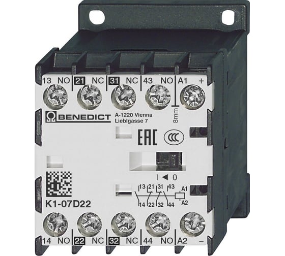 Четырехполюсный миниконтактор-реле Benedict K1-07D22 230 PN39967 1