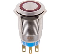 Кнопка антивандальная REXANT d19 250В с фиксацией (5с) вкл-выкл, выкл-вкл красная с подсветкой 06-0371-B