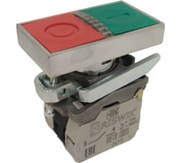 Кнопка управления Briswik зелено-красный двойной толкатель 2НО без фиксации с подсветкой 220 В металл Ø22 мм IP40 aD-GB-0Ai-7622