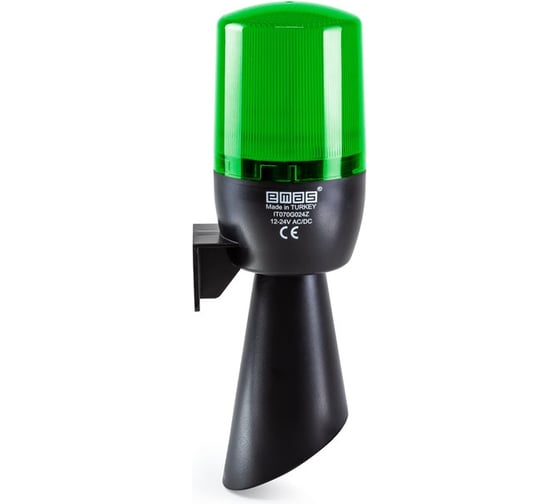 Сигнальная колонна Emas маячкового типа с зуммером (звуковой рожок), зелёный цвет, 12-24В AC/DC, IP65 IT070G024Z