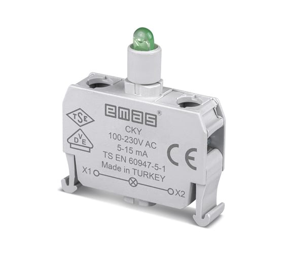 Блок подсветки Emas светодиод, зелёный цвет, серия C, 100-230В AC CKY