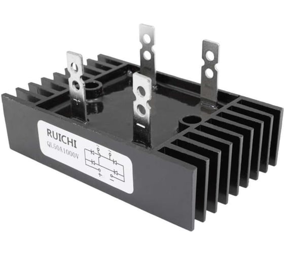 Однофазный диодный мост с охладителем RUICHI QL50A 50A 1000V (60x100) 61742