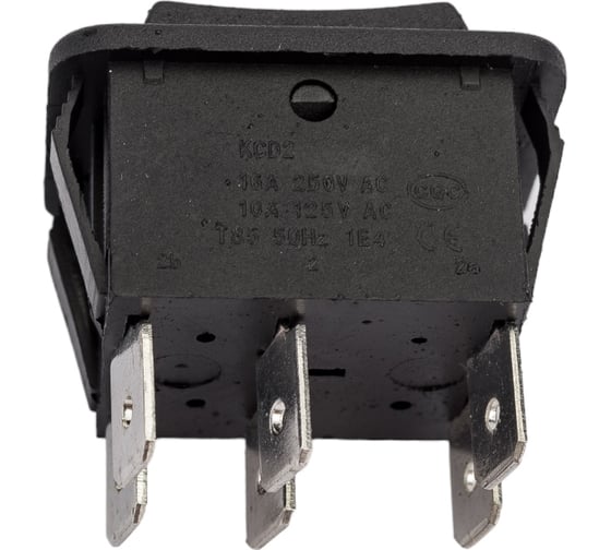 Клавиша Nord-Yada 250V 16А с нейтралью без фиксации черная (6контактов) ON-OFF-ON (2шт в упаковке) 905445