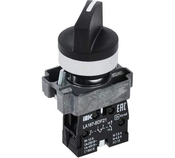 Переключатель IEK LA167-BDF21 2 положения 1NO черный BSW20-BDF21-1-24-67-2-K02