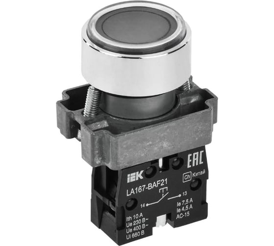 Кнопка IEK LA167-BAF21 d=22мм 1NO черная BBT20-BAF21-1-22-67-K02